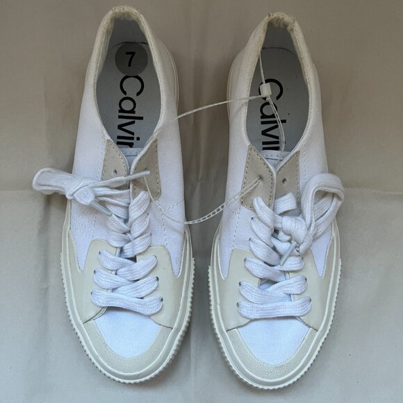 Calvin Klein KCLAURI-R Women's White Off-White Canvas Sneaker Shoes, Size 7M - Picture 3 of 8